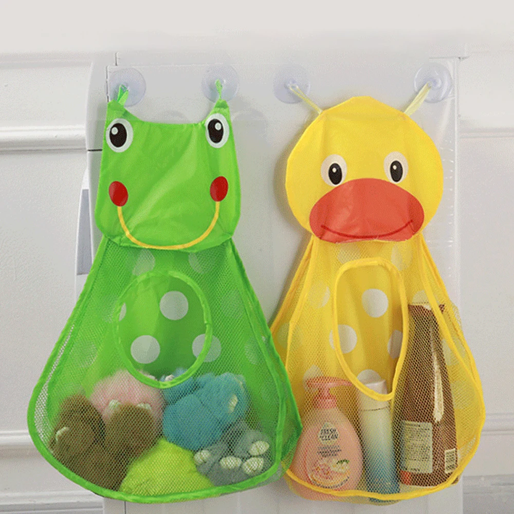 

Сумка для игрушек в ванную комнату, детская подвесная сумка для хранения игрушек, с сильными присосками, с изображением утки, лягушки водоне...