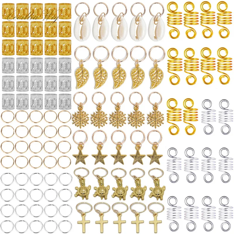 

120 pcs Metal Aluminum Dreadlock Accessories Braiding Hair Cuffs Decorations Pendants Beads for Hair Braids, 120PCS Hair Jewelry