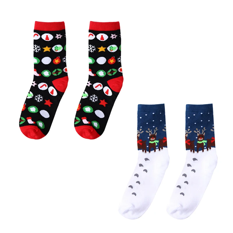 Set6 2 пар/лот, зимние женские носки, модные рождественские носки, носки с оленем Давида, хлопковые носки с героями мультфильмов, теплые женские носки, подарок на Рождество - Цвет: Set6