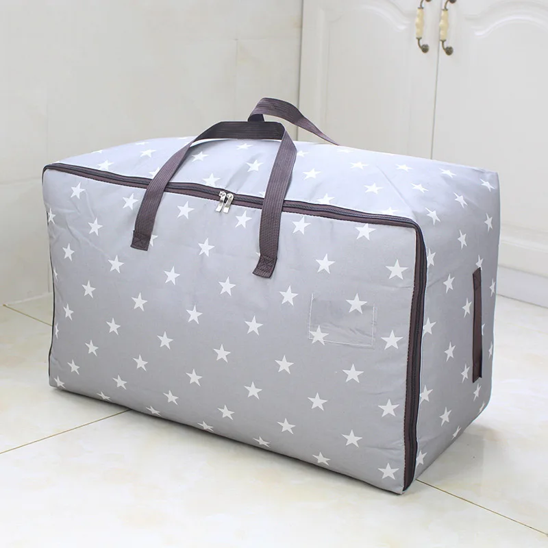 

Gray Stars Organizer Luggage Bags Waterproof Storage Bag Portable Oxford Bedding Bag Container Travel Zipper Storage Package