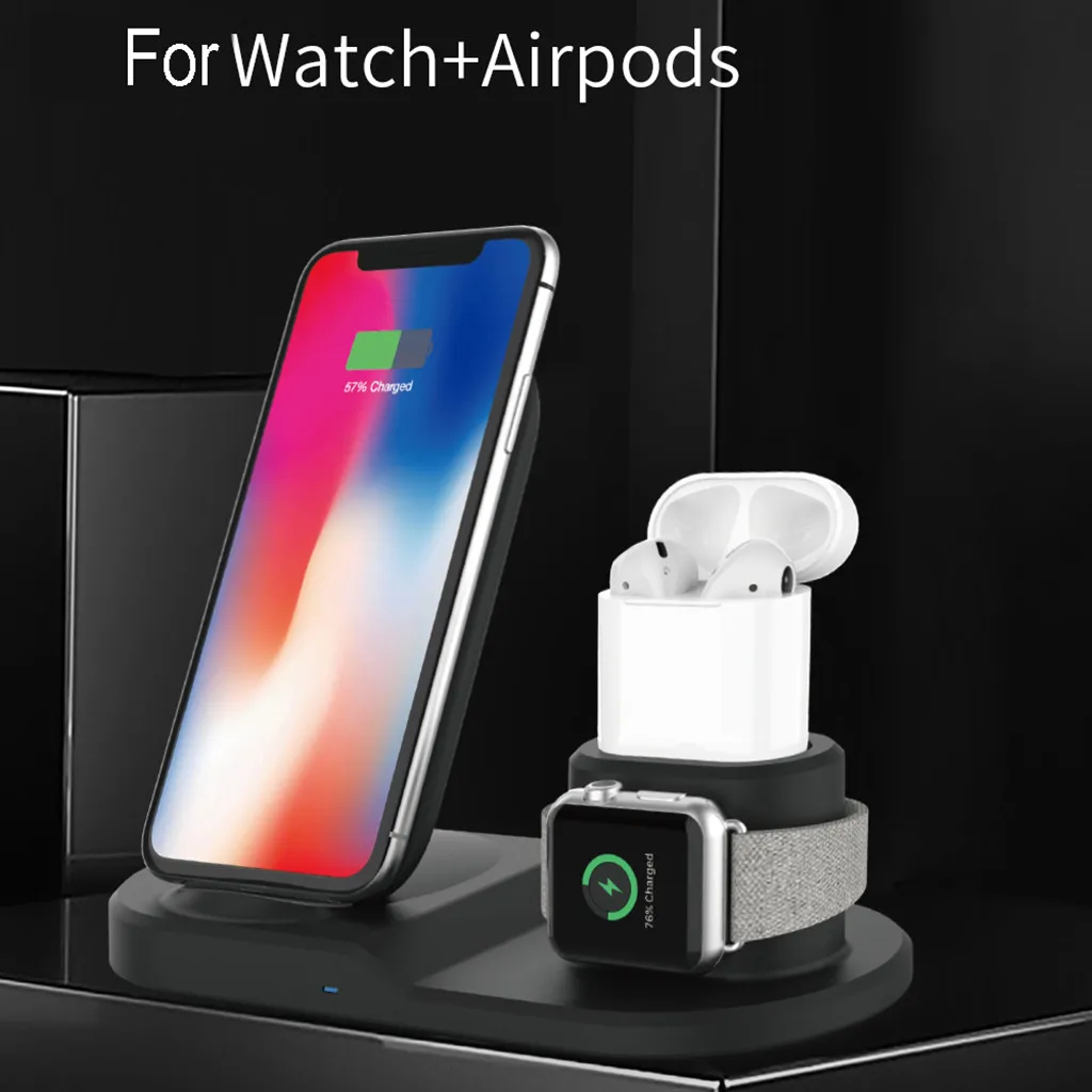 3 в 1 зарядная док-станция для iPhone 11 11pro X XR XS Max Apple Watch 5 зарядное устройство airpods