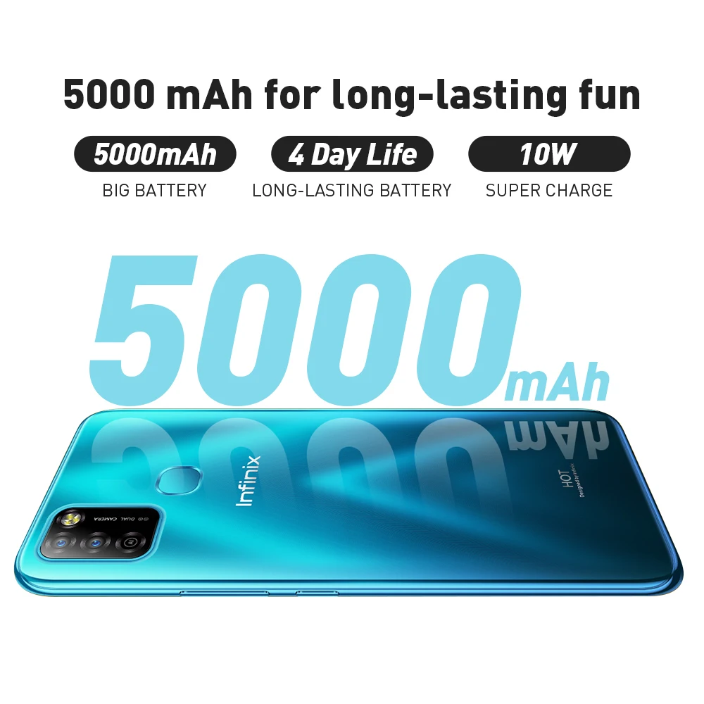 infinix hot 10lite 2gb32gb smartphone 6 6 hd waterdrop sunlight display 5000 mah 13mp triple camera dts audio processing free global shipping