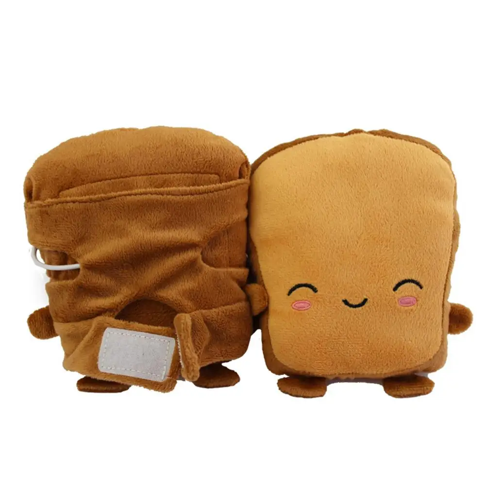 

Gloves 1 Pair Cute Cartoon Toast Soft Hand Warmer USB Heating Fingerless Gloves Mitten