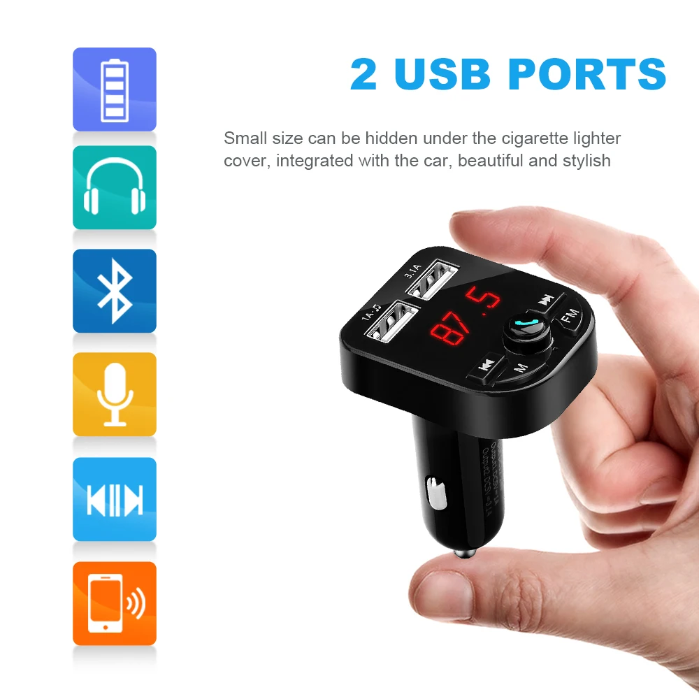 Автомобильный Bluetooth fm-передатчик двойной USB порт зарядное устройство fm-модулятор MP3-плеер Автомобильная Зажигалка беспроводные звонки, музыка плеер