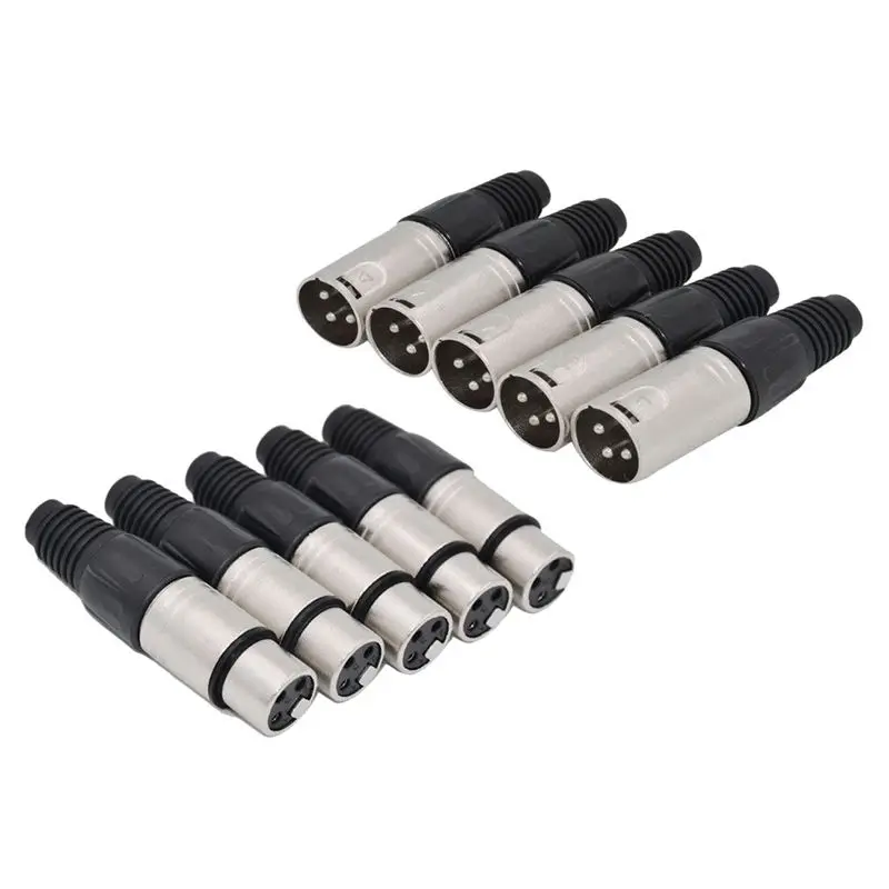 

HLZS-10Pcs 3 Pin XLR Сделано в Китае припоя Тип разъем 5 Мужской + 5 гнездовой разъем кабель Разъем для подключения микрофона аудио разъем
