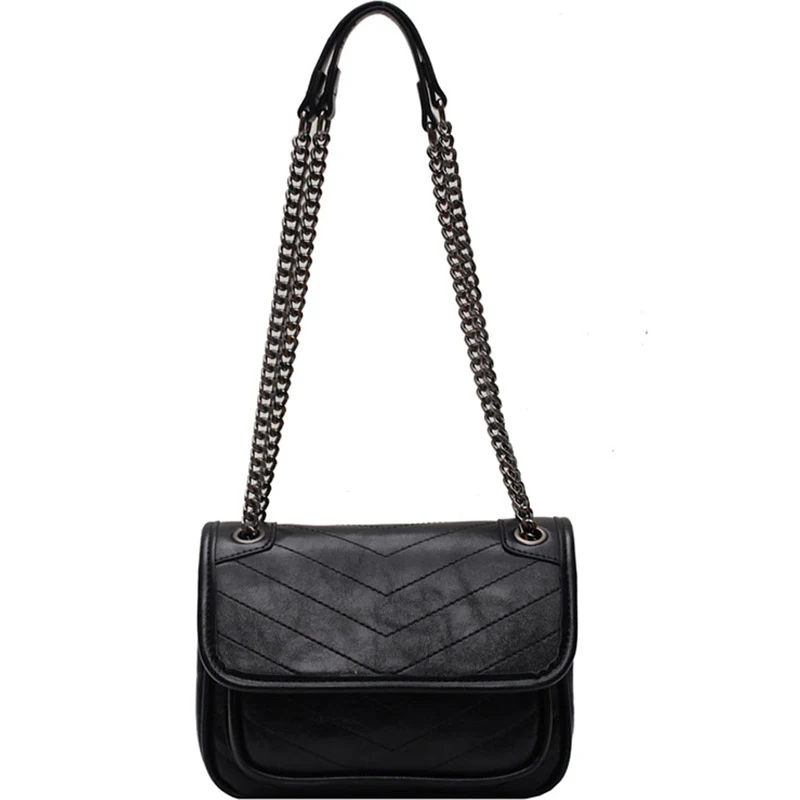 

[EAM] Women New Chains Elegant Quality PU Leather Flap Personality All-match Crossbody Shoulder Bag Fashion Tide 2021 18A0207