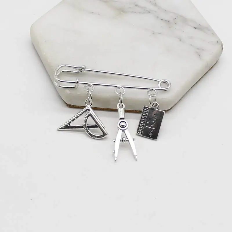 Новинка треугольная линейка брошь с компасом для рисования | Украшения и
