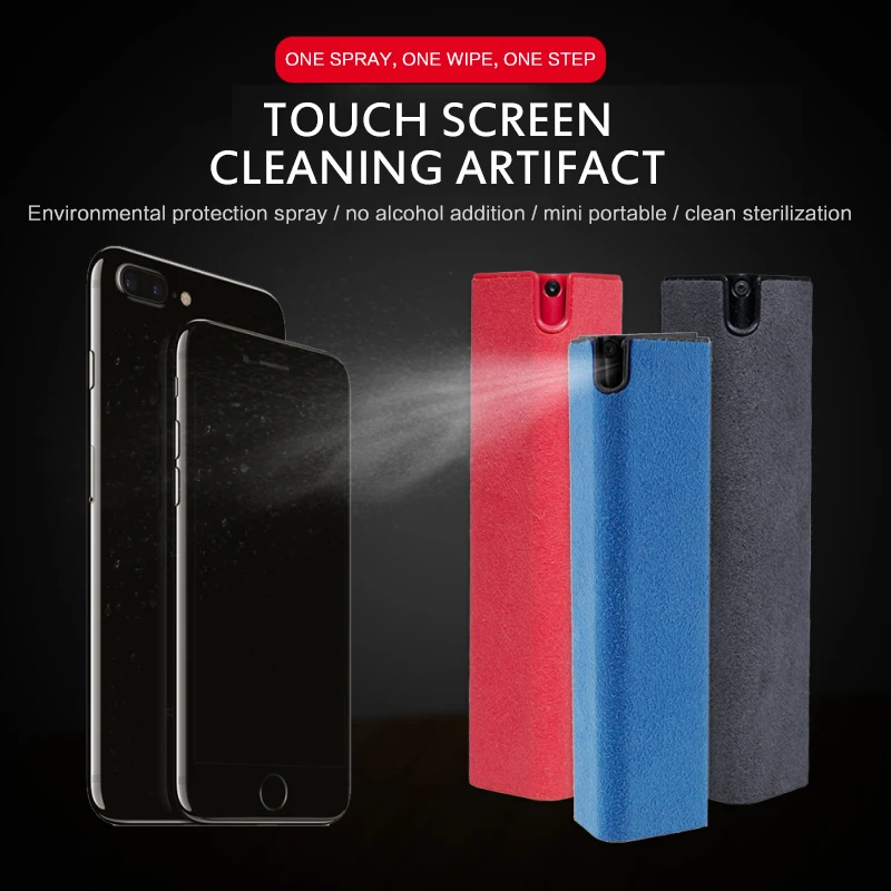 

1PC Convenient & practical 2 In 1 Phone Screen Cleaner Spray Microfiber Cloth Set Cleaning Artifact Computer Mobile Phone Screen