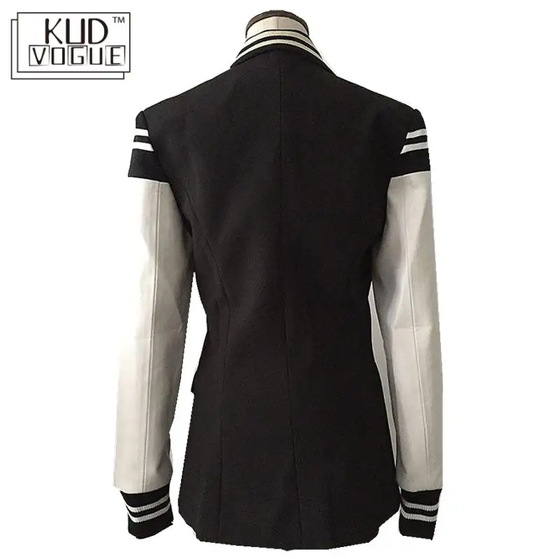 Женский кожаный двубортный Блейзер модный дизайнерский блейзер в стиле пэчворк