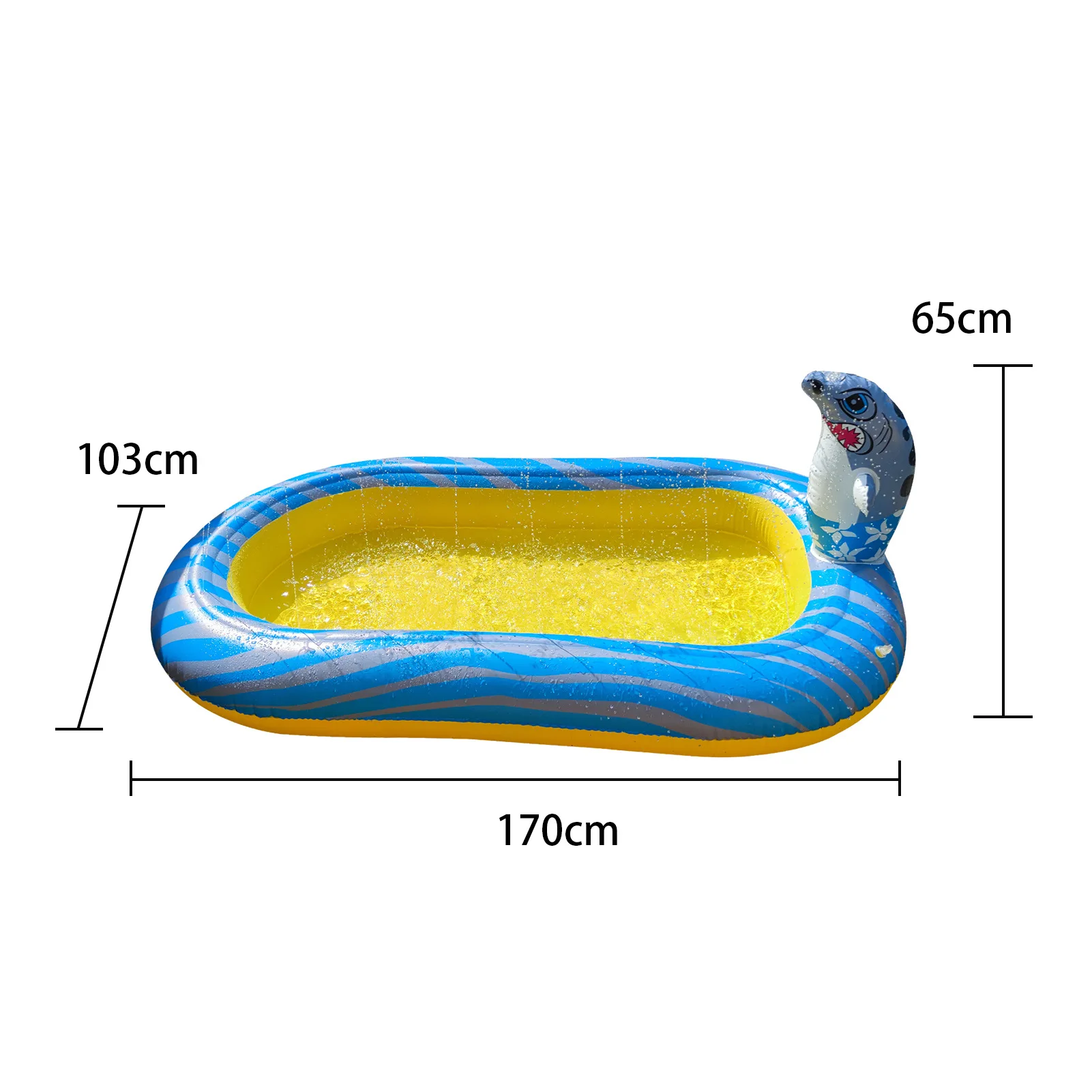 

170cm Splash Pad Sprinkler for Kids Splash Pad for Kids Toddlers Outside Children Boys Girls Outdoor 3 in 1 Shark Swimming Pool