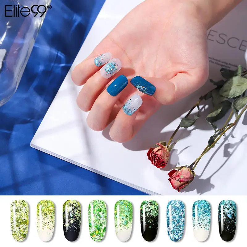 

Elite99 Glitter Sequins Fairy Eyes Art Nail Gel Polish Soak Off Gel Varnishes Semi Permanant Gellak Art Hybrid Gel Polish 10ML