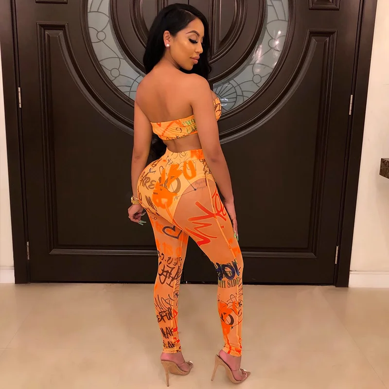 Комплект из двух предметов с прозрачной сеткой и принтом в стиле бохо Женский