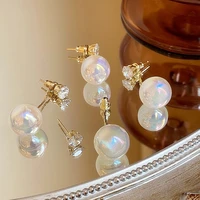 luxury pearl earrings korean style high grade female simple temperament brincos jewelry wholesale