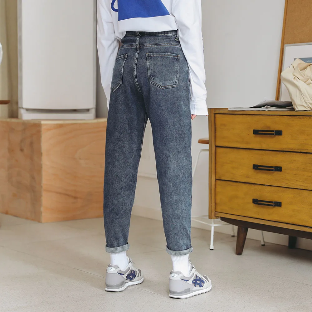 Syiwidii джинсы стрейч для мам женские джинсовые шаровары с высокой талией синяя