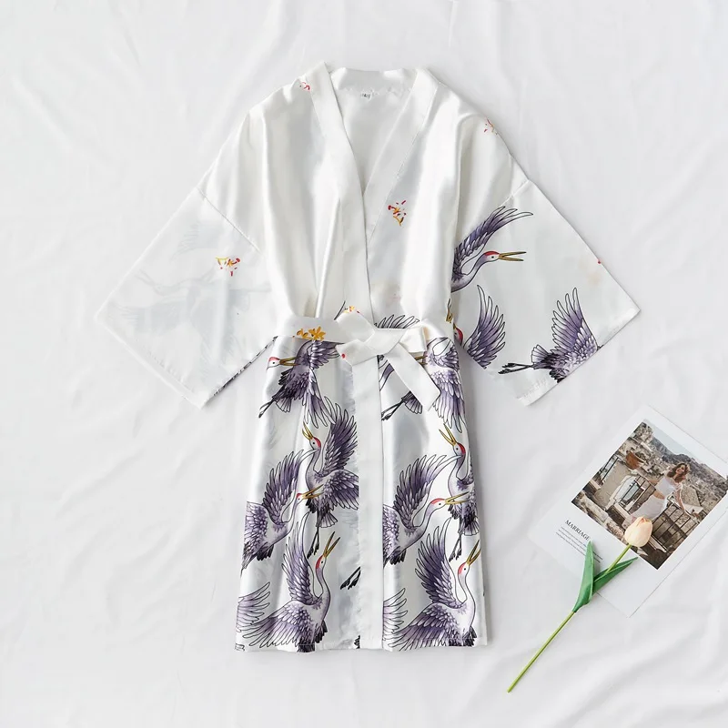 Victoria Fashion Satin Robe Female Bathrobe Sexy peignoir femme Silk Kimono Bride Dressing gown sleepwear Night Grow For Women