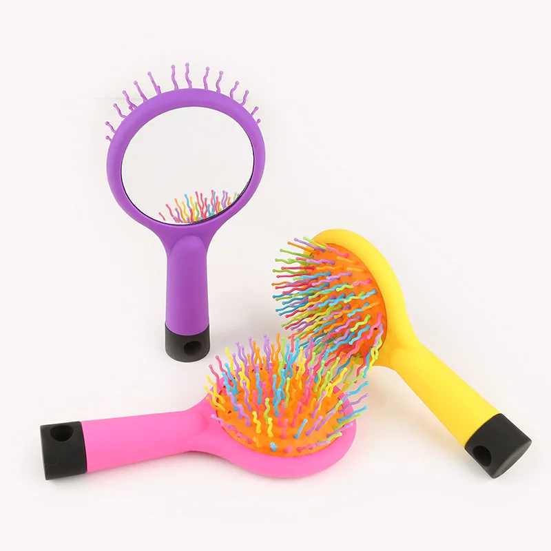 Новая Радужная Расческа массажная с зеркалом красочная волна Волшебная