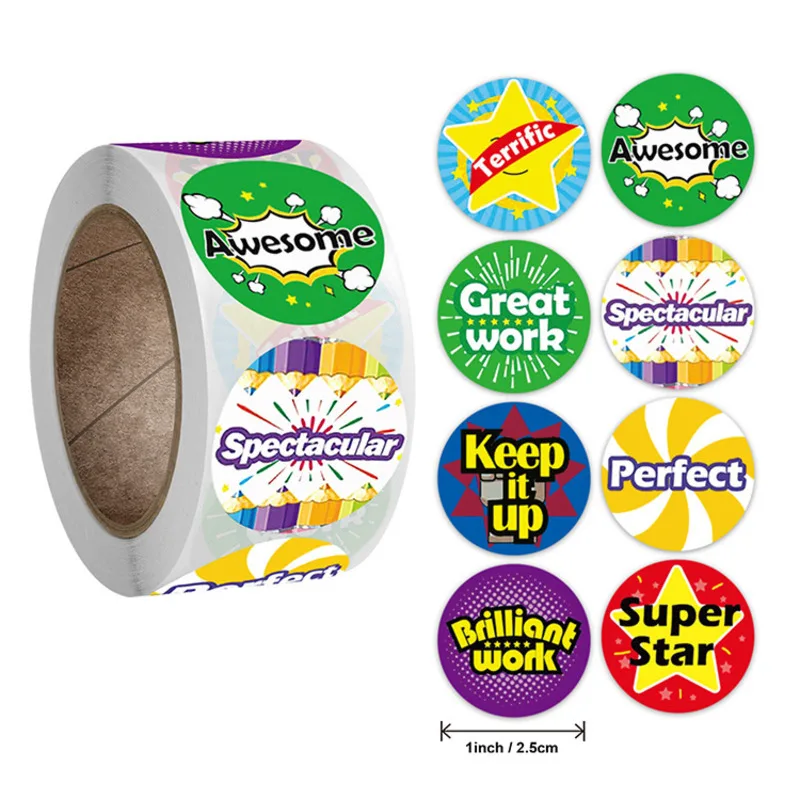

50-500pcs creative animals stickers 1inch labels reward sticker for school teacher kids smiley stationery sticker
