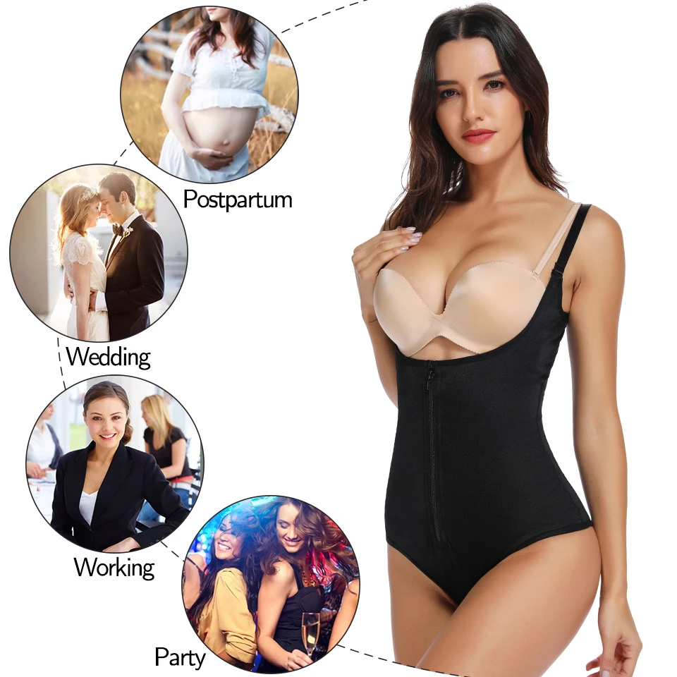 Women Shapewear Bodysuit Tummy Control Full Body Shaper Slimming Underwear Latex Sweat Fat Burner Waist Trainer Bodybriefer | Женская