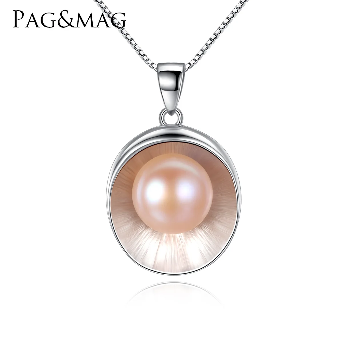 

PAG & MAG S925 pure silver natural pearl necklace, Korean version, simple and exquisite Shell Pendant Necklace