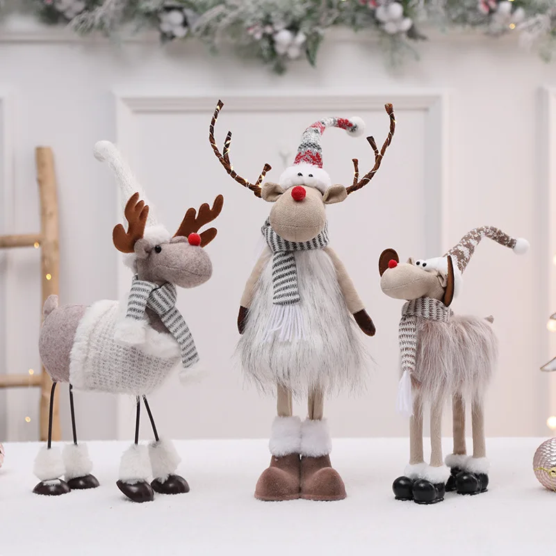 

Christmas Decoration Retractable Dolls Santa Claus Elk Figurines Xmas Toys For Chrimas Tree Ornaments Navidad Christma Gift