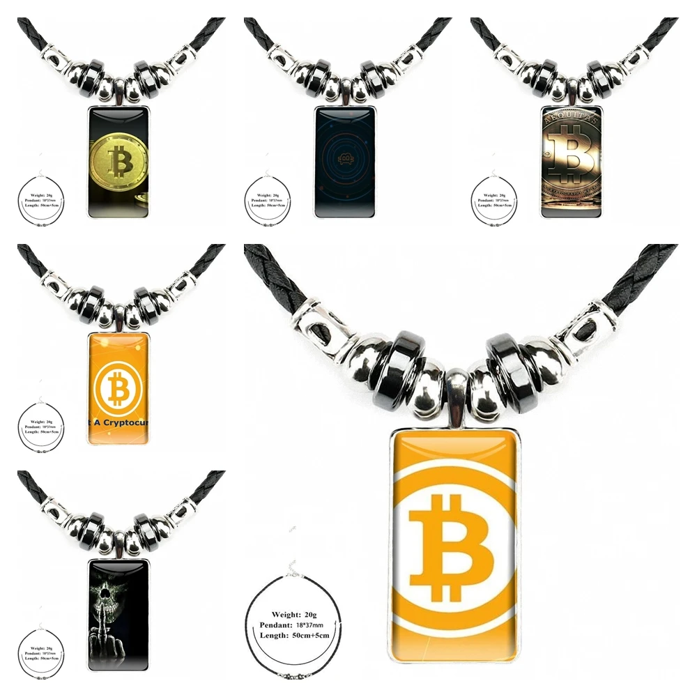 Reasonal для школьниц большой размер Биткоин монеты Стекло кулон Цепочки и ожерелья