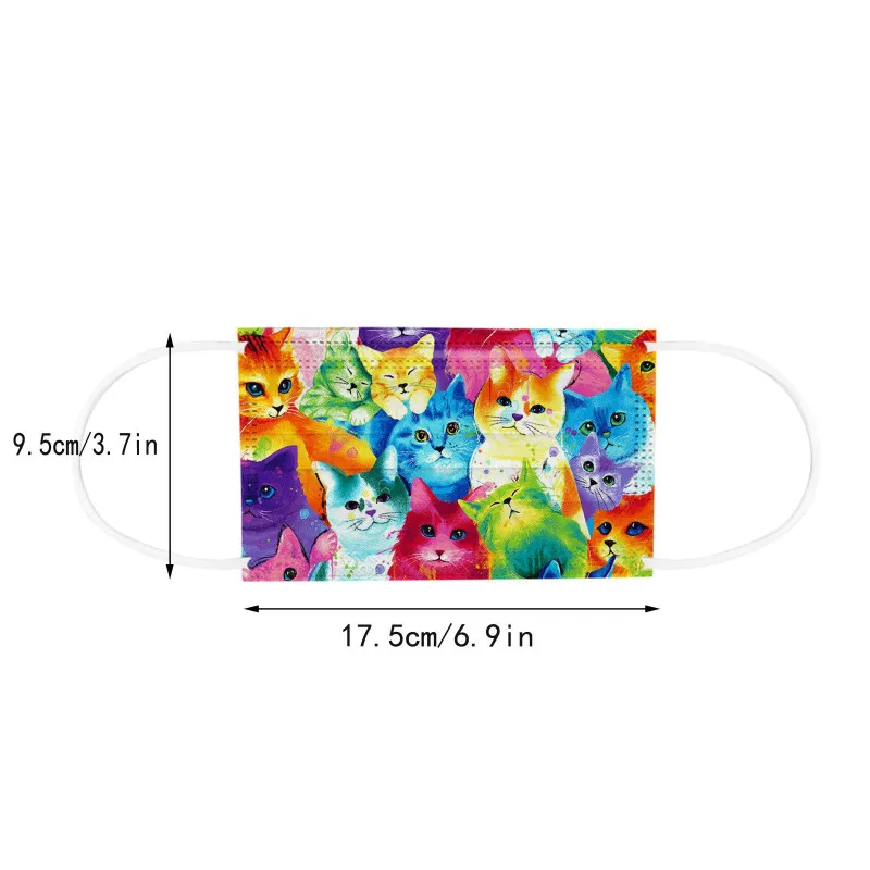

New Cartoon Cat Disposable Mask for Adults Printed Three-layer Meltblown Cloth Dustproof and Breathable Face Mouth Mask Mascara