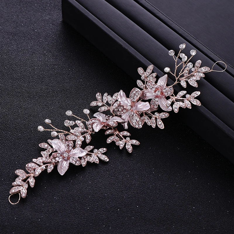 Новый свадебный аксессуар для волос Стразы с листьями и цветами повязка на