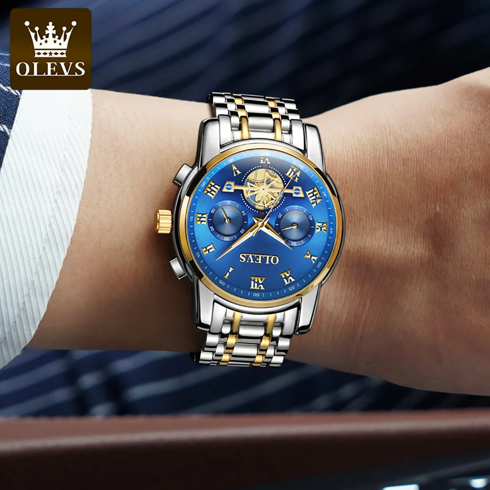 olevs tourbillon style chronograph men watches 2021 luxury brand sport watch for men popular hot fashion quartz wristwatches free global shipping