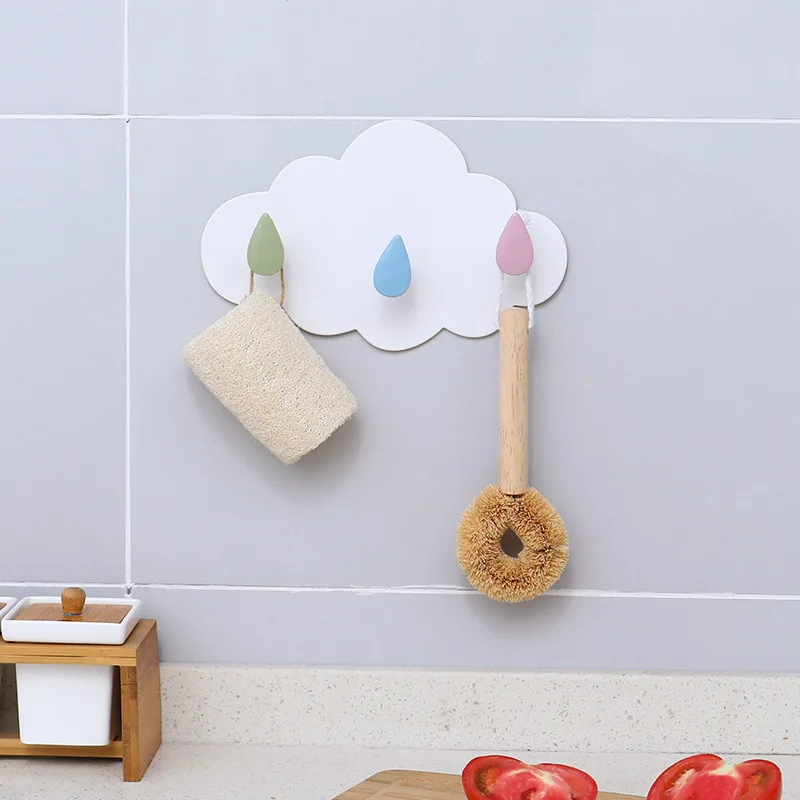 Милые облачки 3 крючка клейкая кухонная настенная подвесная креативная
