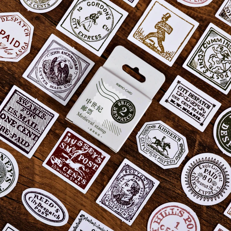 

45Pcs/Pack Color Medieval Stamp Pattern Sticky Stickers Decoracion Boxed Scrapbook Office Stationery School Supplies