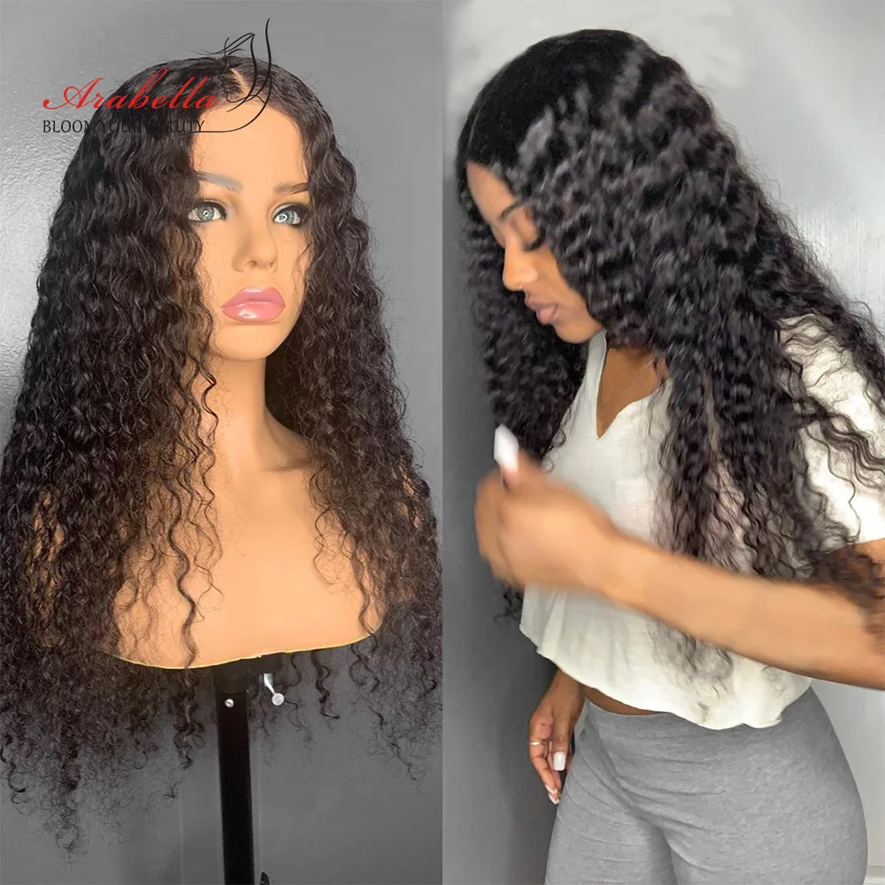 13x4 Lace Frontal Wig Brazilian Deep Wave With Baby Hair Pre Plucked Arabella Remy Front Human Wigs For Women | Шиньоны и парики