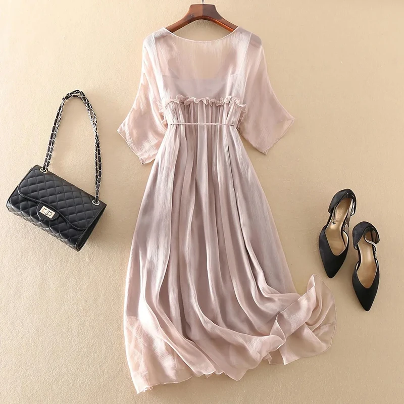 Женский комплект из 2 предметов элегантный топ и платье с V образным вырезом