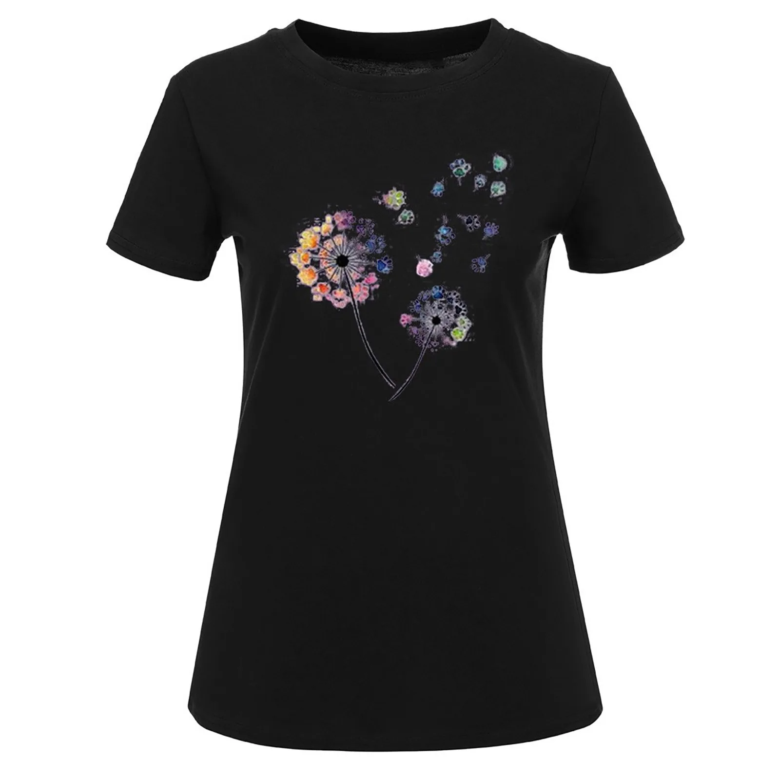 

Women Dandelion Print Tee Shirts Short Sleeve Summer O Neck Casual Tshirts Fashion T Shirt Tops Tees Plus Size Mujer 2021 #YJ