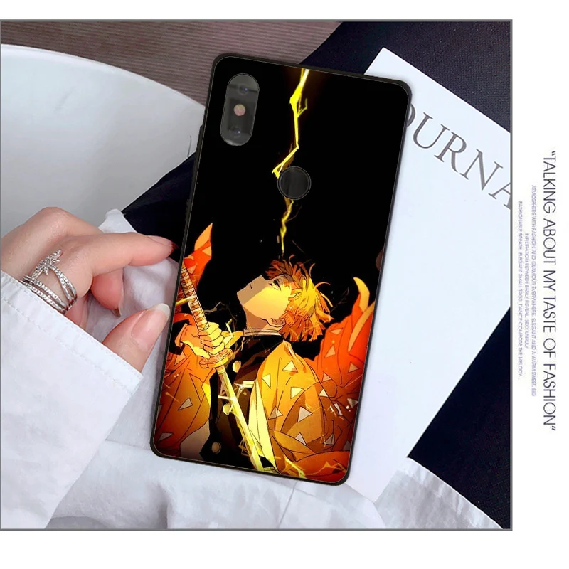 Аниме Demon Slayer Kimetsu no Yaiba черный чехол для телефона Xiaomi Mi 9 8 SE Note 3 Mix 2 2s Resmi 5 redmi note