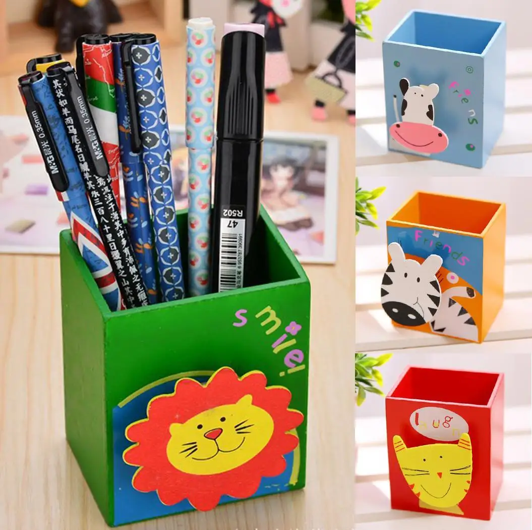 Мультяшный милый студенческий деревянный держатель карандаша для ручки дома