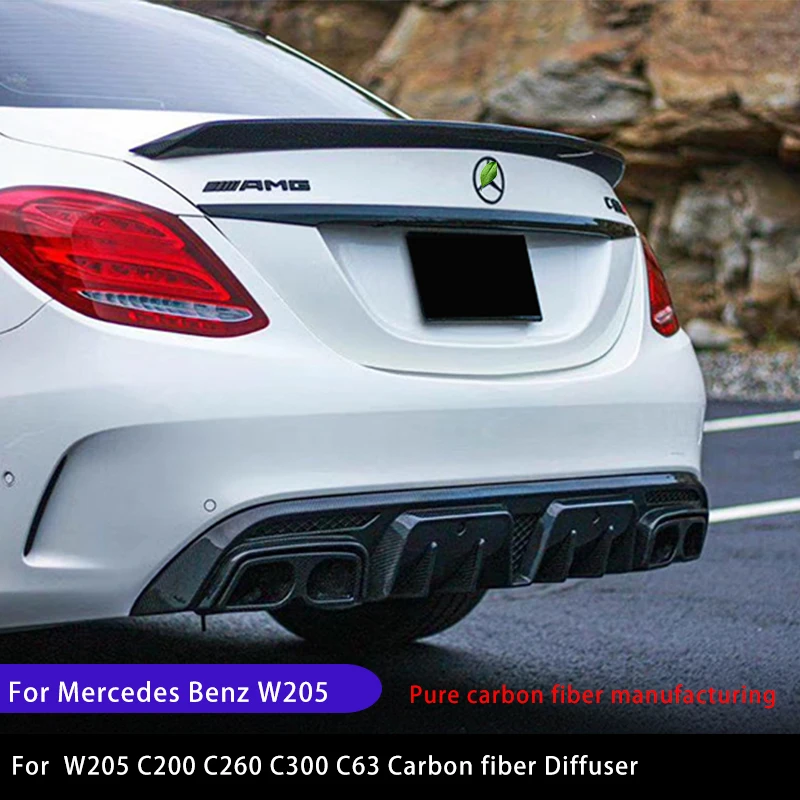 

For Mercedes Benz W205 carbon fiber diffuser C200 C260 C300 C63 carbon fiber spoiler to Barbus modification rear bumper