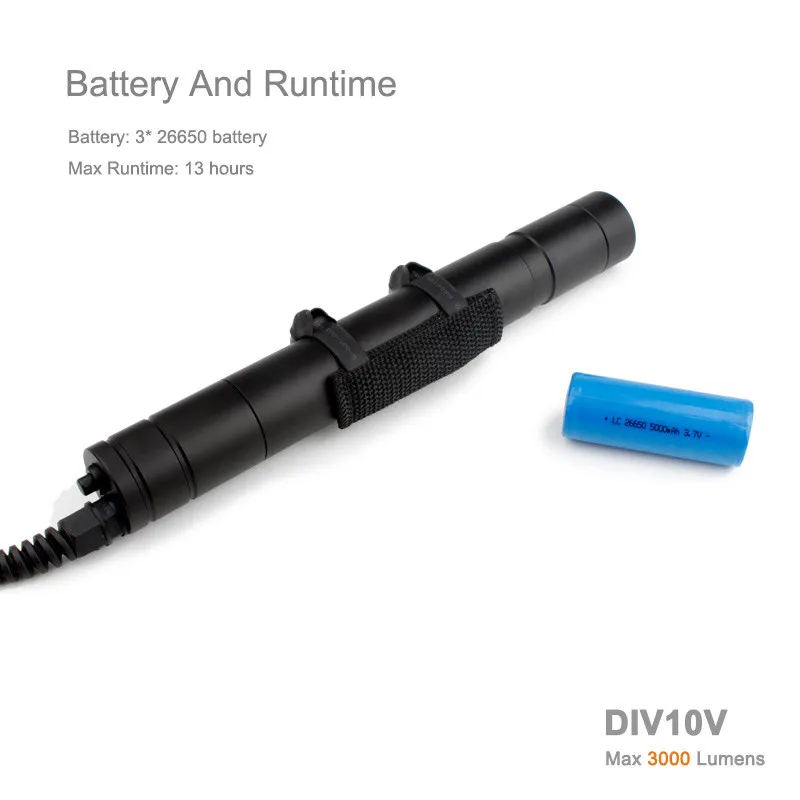 3000LM начальной канистра погружение светильник 3x XM L2 IP68 светодиодный подводный 200 м