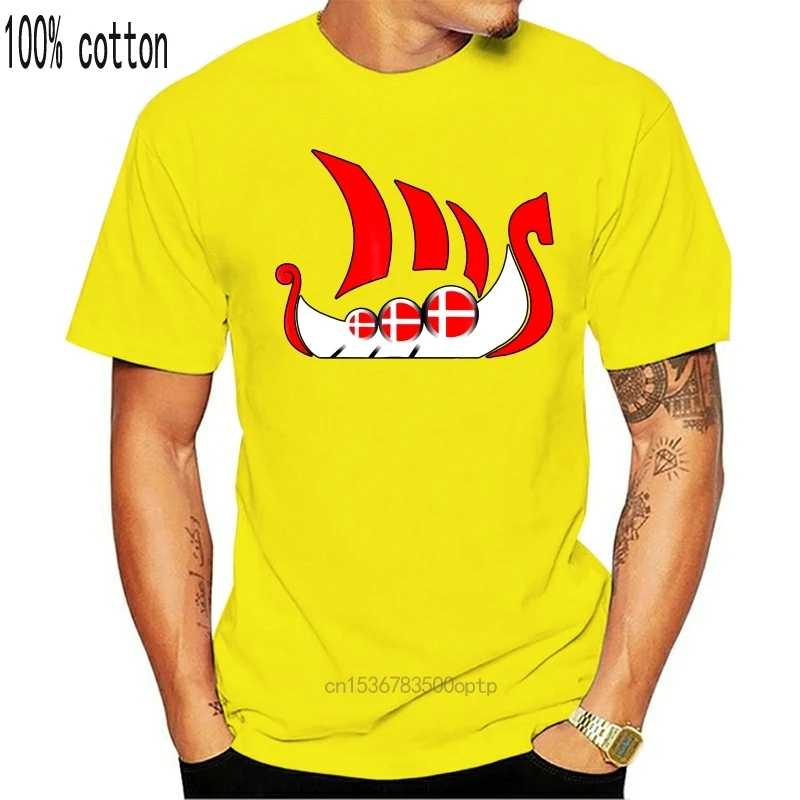 Футболка с изображением датского флага дракона и лодки черная футболка коротким