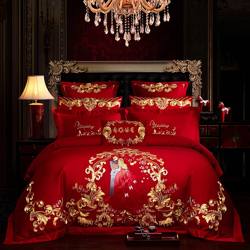 4/6/9 шт. Свадебный Комплект постельного белья из 100% хлопка|Комплекты белья| |