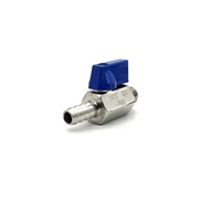 304 stainless steel 18 14 38 12 bsp x 781012mm hose barb mini sanitary ball valve homemade pipe fittings with blue hanlde