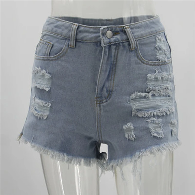 

2021 Denim Shorts Women Ladies Washed Ripped Jeans Shorts High Waist Sexy Short Feminino Buttons Pocket Summer Shorts Femme