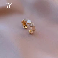 2021 new classic honeycomb gold opening rings for woman new gothic jewelry korean fashion student gifts girl%e2%80%98s unusual ring set