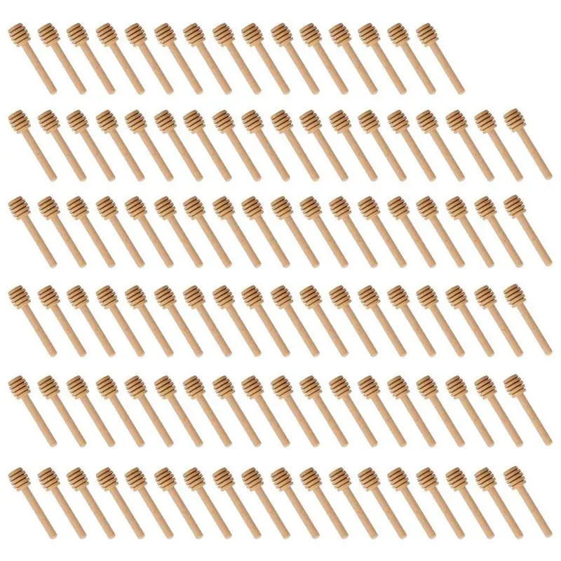 100 Pack Of Mini 3 Inch Wood Honey Dipper Sticks Wrapped Server For Jar Dispense Drizzle Wedding | Дом и сад