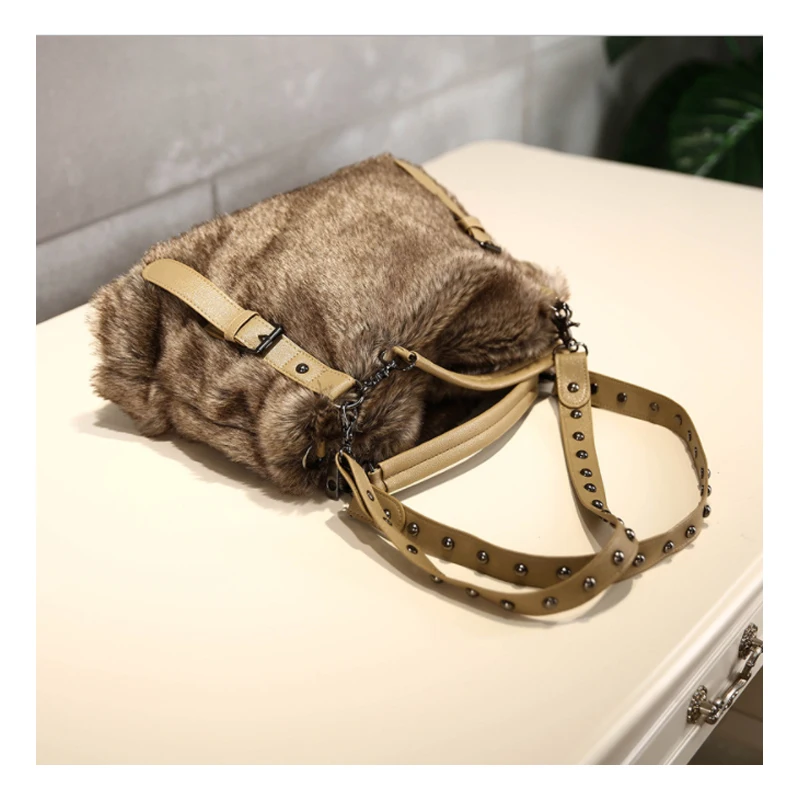 Осенние и зимние новые модные сумки популярная женская меховая сумка тренд дикая