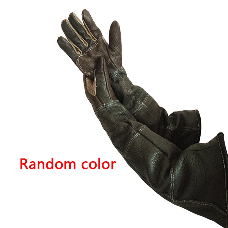 

Перчатки для домашних животных случайного цвета, кожаные защитные перчатки для защиты от укусов, перчатки для работы в саду, аксессуары для ...