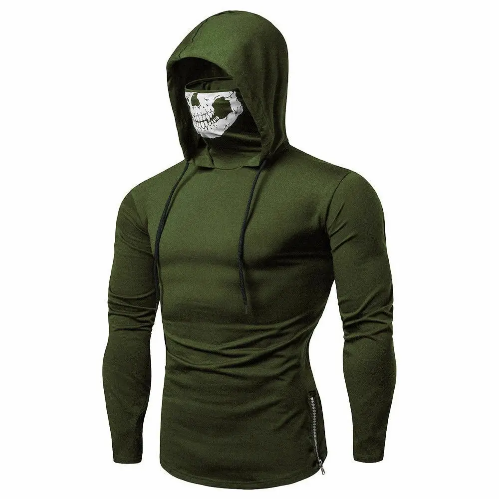

2018 Fashion Men Hip-Hop Skull Mask Crewneck Hoodie Top Sweatshirt Streetwear Pullover Tops Male Casual Long Sleeve Hoodies Tops