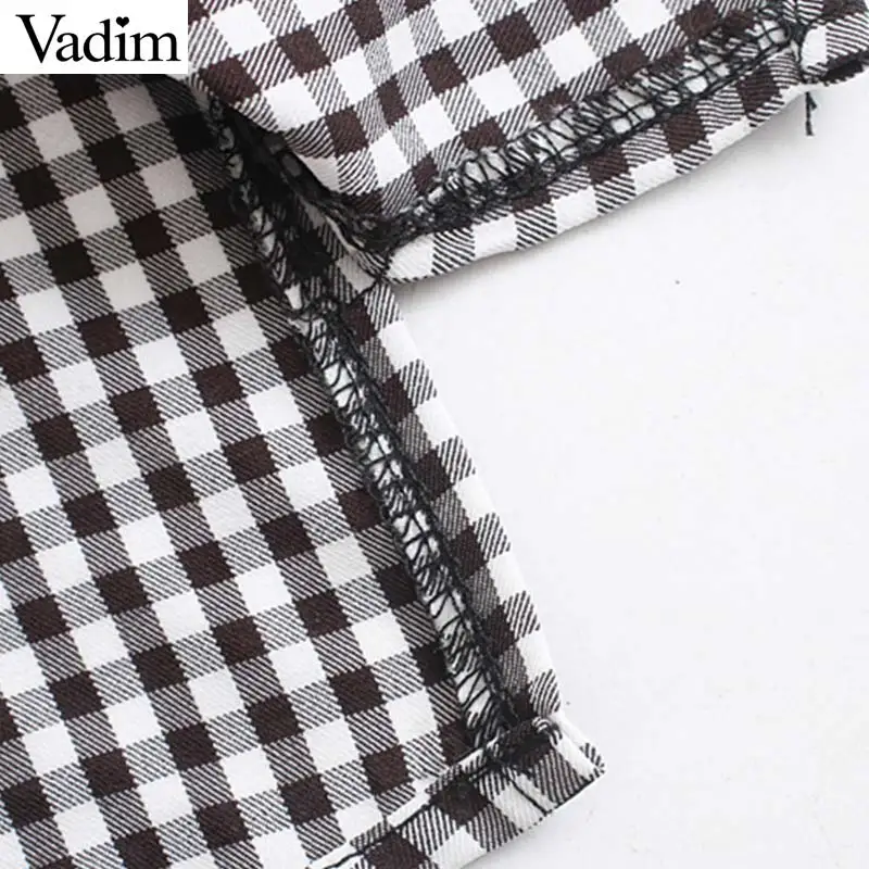 Vadim женские модные базовые блузки в клетку воротник Питер Пэн длинный рукав
