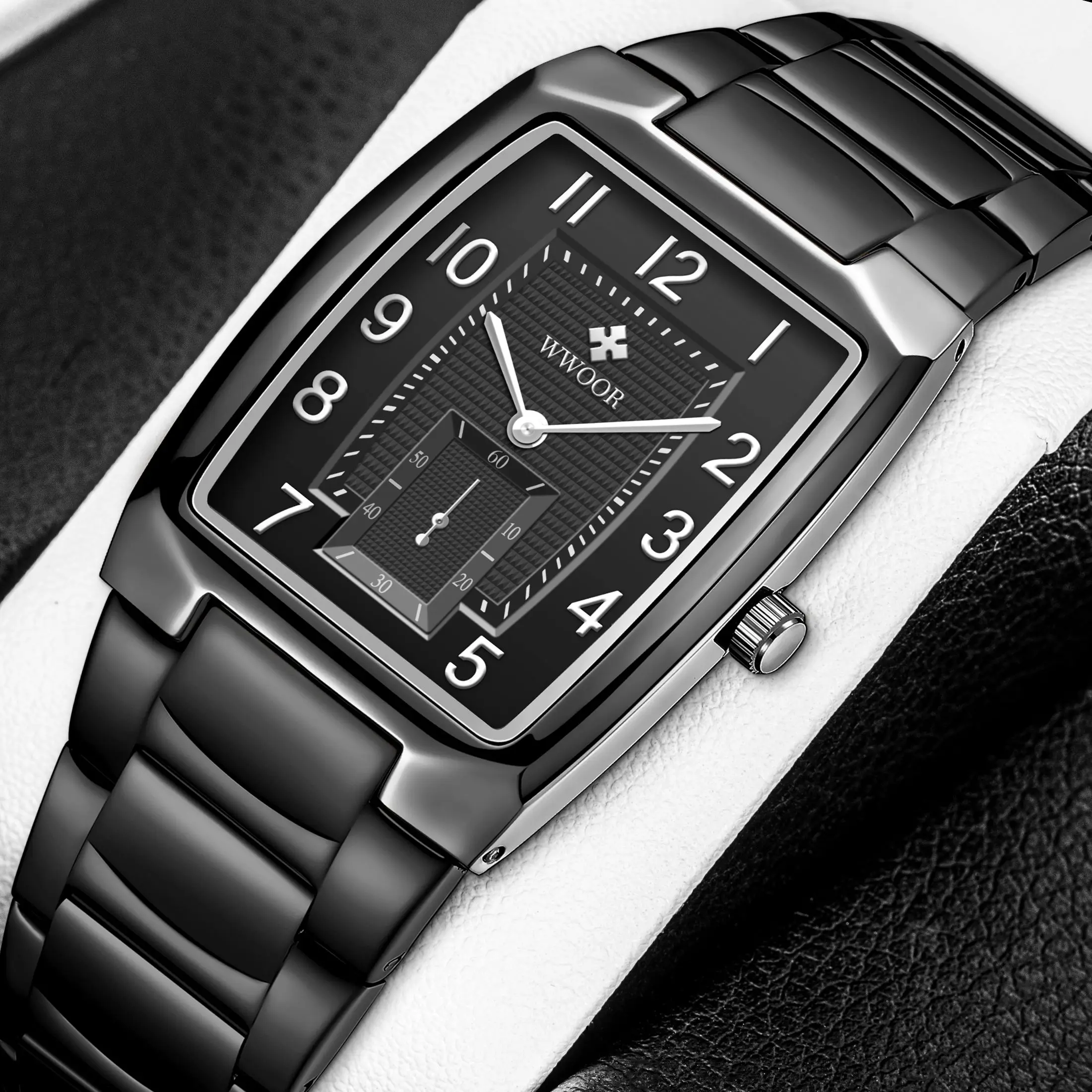 Часы наручные WWOOR Мужские кварцевые брендовые Роскошные модные деловые