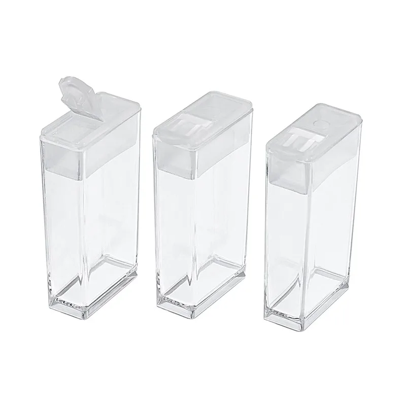 

100pcs Clear Plastic Rectangle Flip Top Bead Storage Containers Favor Empty Box Package 5x2.7x1.2cm Capacity 3ml