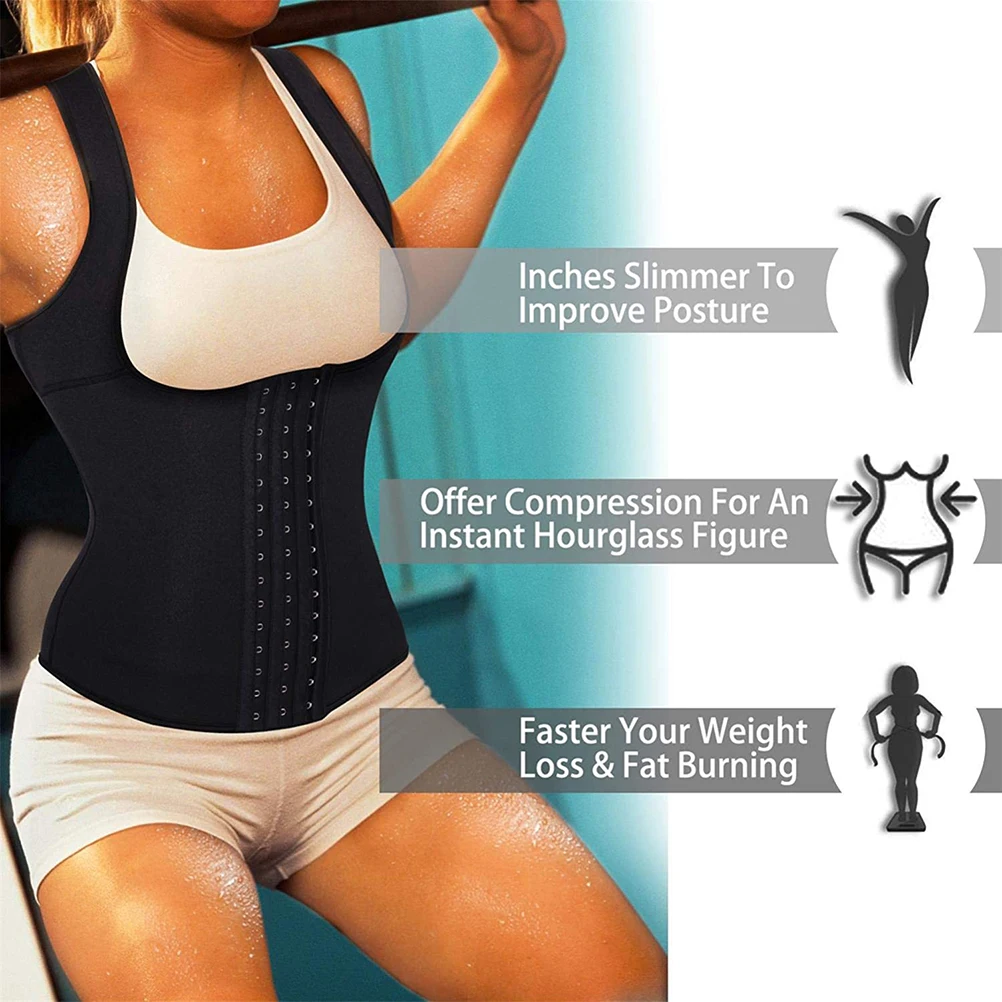 

Women'S Neoprene Body Shapers Slimming Vest Weight Loss Sweat Tank Top High Waist Body Shaper Slimming Tummy Waist Trainer